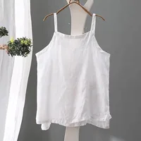 Camisole Vest Loose Thin Solid V-neck T-shirt Top Sleeveless Vintage Casual Holiday Women Clothing Simple 2024 Lady Trend Basic - Image 2