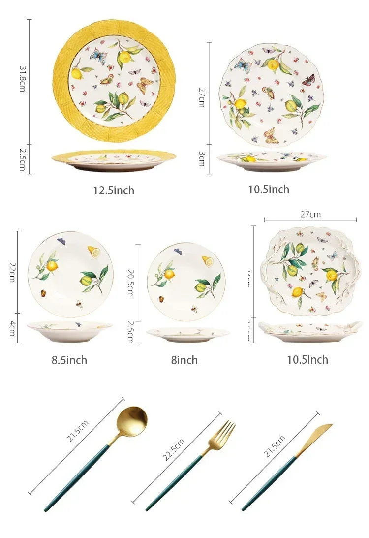 طبق طعام سيراميك على الطراز الأوروبي أنيق بنمط الل...