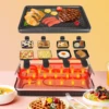 1300W Electric Indoor Searing Grill Bbq Grill Removable Grill Griddle Plates Smokeless Easy-to-Clean Nonstick Cooking Barbecue 4