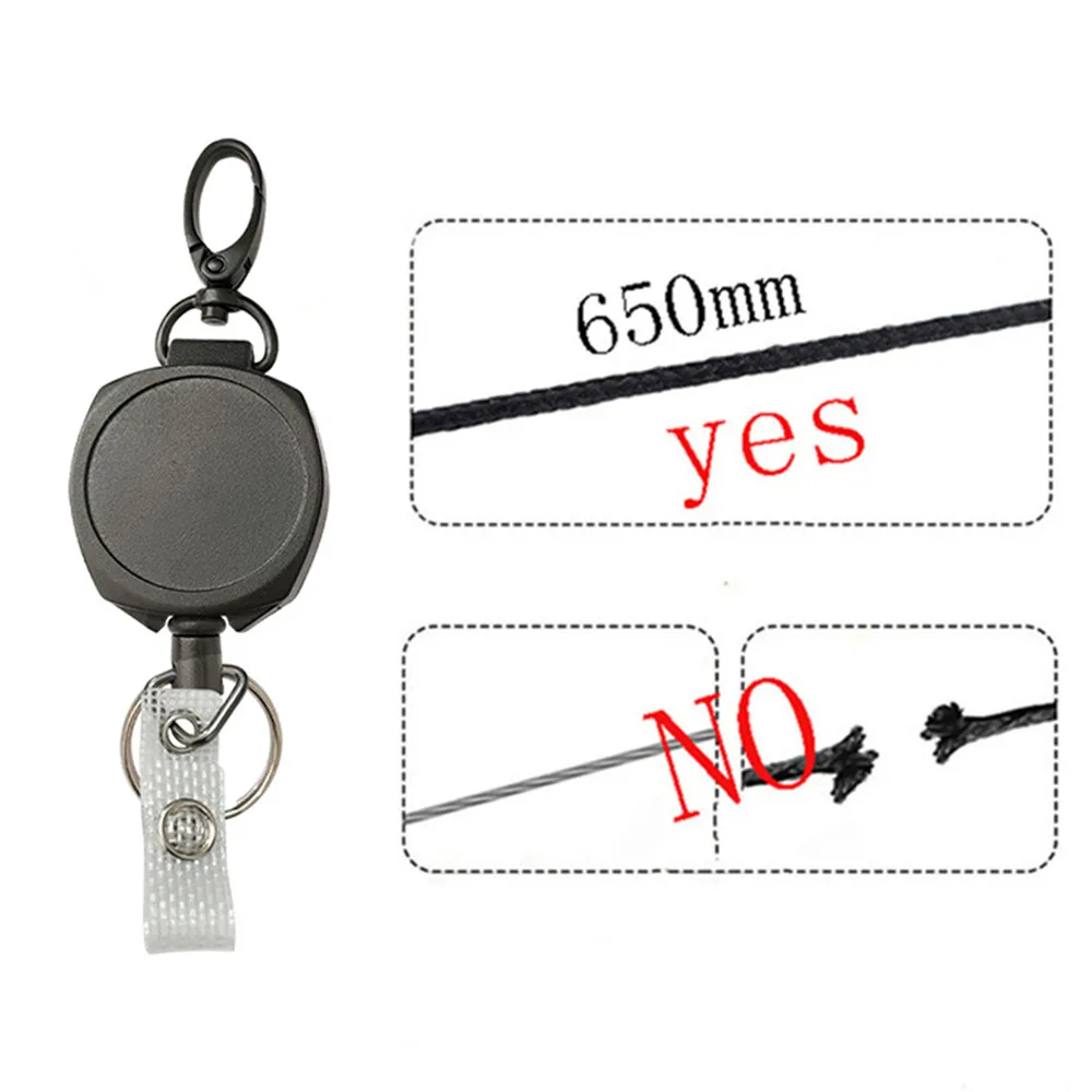 Retractable Badge Reel Clip Key Chain Steel Wire Cord Pull Key Ring ABS  Plastic ID Lanyard Name Tag Card Badge Holder Keychain