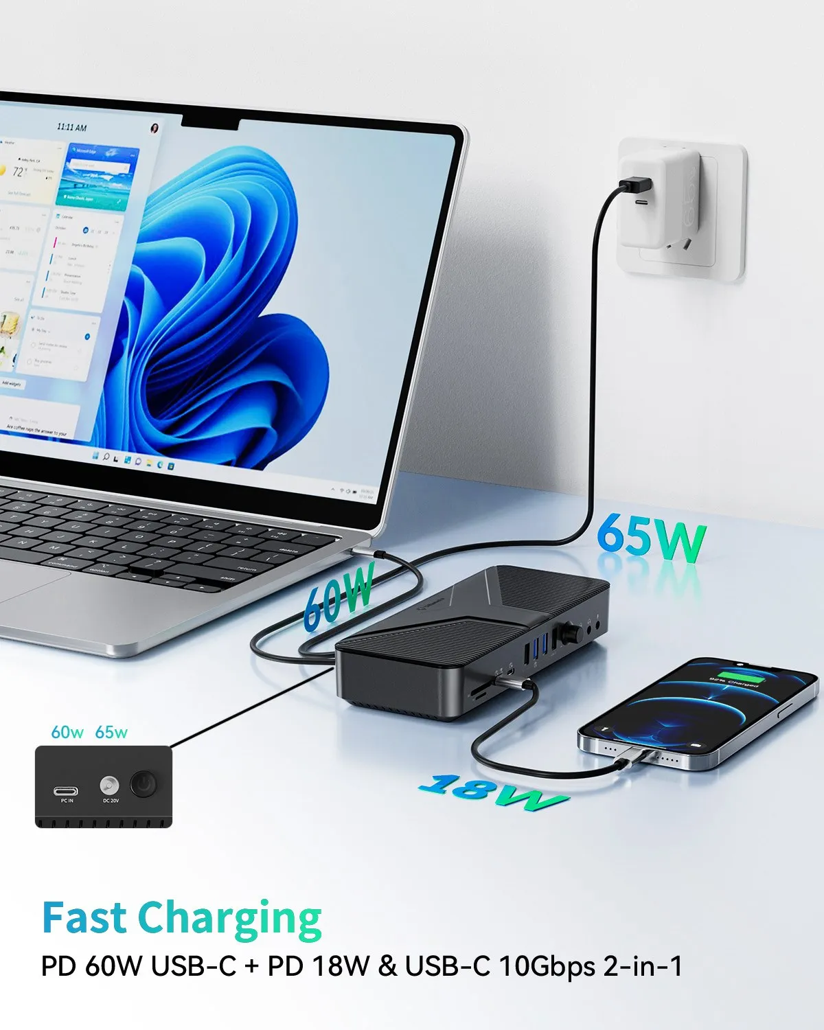 Yottamaster USB C Desktop Docking Station 22 in 1 Dock Station with 8K HDMI PD60W Gigabit Ethernet Multiport USB3.2 HUB Adapter 3