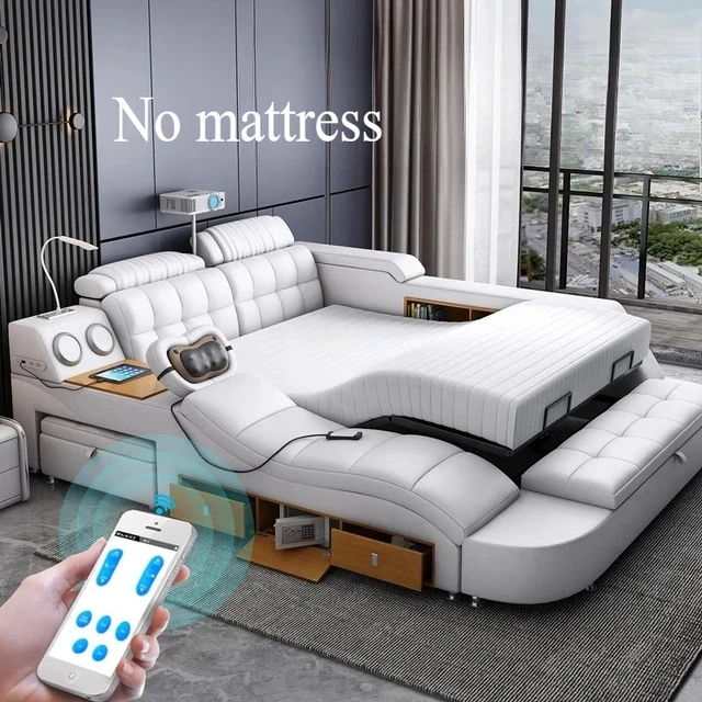 Lit de luxe Unique pour adolescentes, chambre à coucher intelligente, Double lit de couchage, esthétique moderne, meubles de maison 1