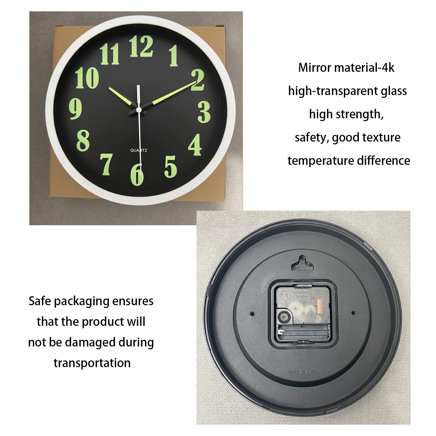 Wall Clock 1pc 8-inch minimalist glow-in-the-dark luminous digital hands design home mute for home decor