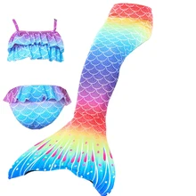  Summer Girl Mermaid Tail With Monofin Halloween Costume Princess Dress Swimsuit Bikini Bathing Suit for Swim 