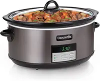 Large 8-Quart Programmable Slow Cooker with Auto Warm Setting, Black Stainless Steel, Includes Cookbook (Pack of 1) 2