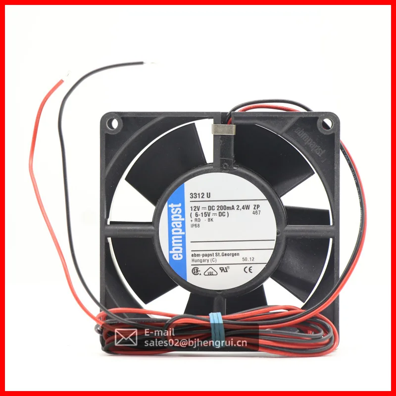 

3312U 9232 92*92*32mm 12VDC 2.8W 0.235A 3000RPM 78m3/h IP68 Waterproof Cabinet Axial Cooling Fan