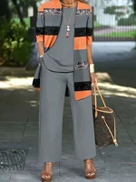 Women's Plus Size 1XL-5XL Fashion Three-Piece Outfit Set Ladies Casual Long Sleeve Cardigan Tank Top and Long Pants Outfits - Image 5