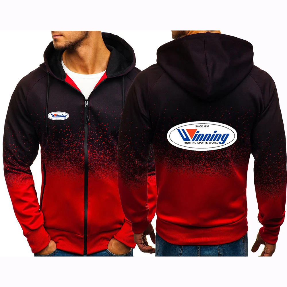 Cotton Gradient Color Mens Hoodie Zipper Pullover Sweatshirt