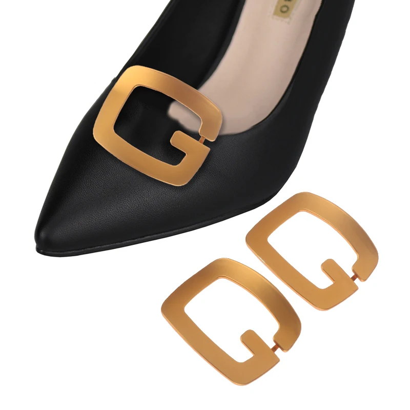 1Pc G-shaped Glossy Shoes Clip Gold Shoe Buckle High Heel Pump Flat Shoes Decor Shoes Decorations Charm Buckle