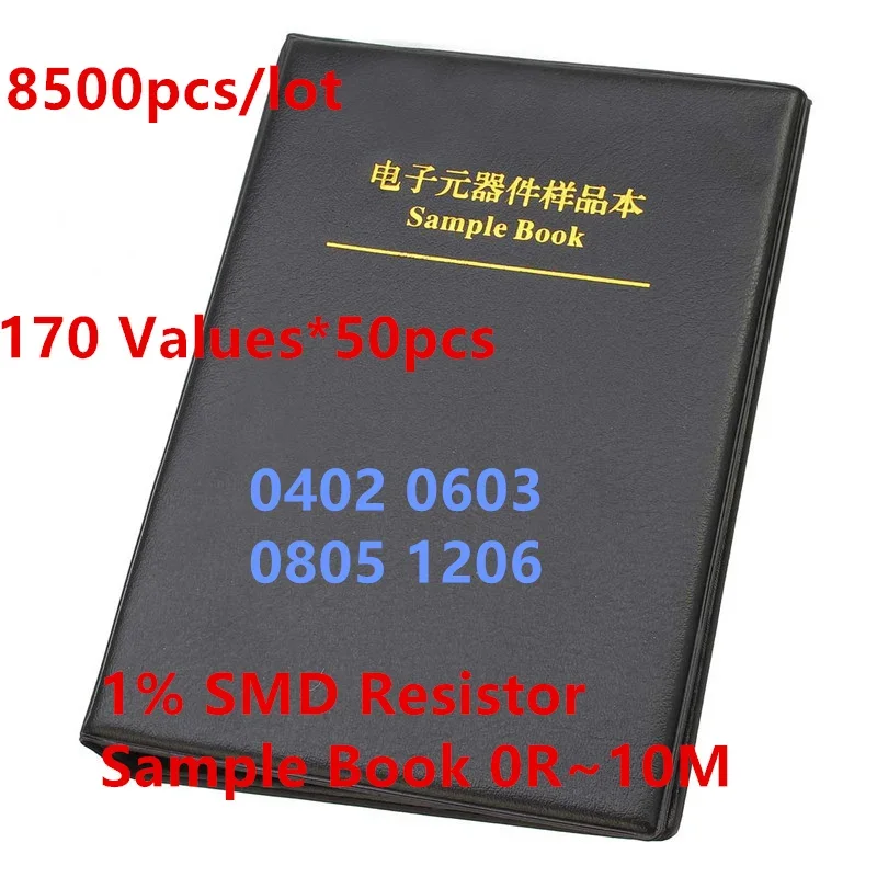 

8500 PCS/LOT 0402 0603 0805 1206 1% SMD Resistor Sample Book 0R~10M Tolerance 170 Values 50pcs 8500 pcs Resistors Kit