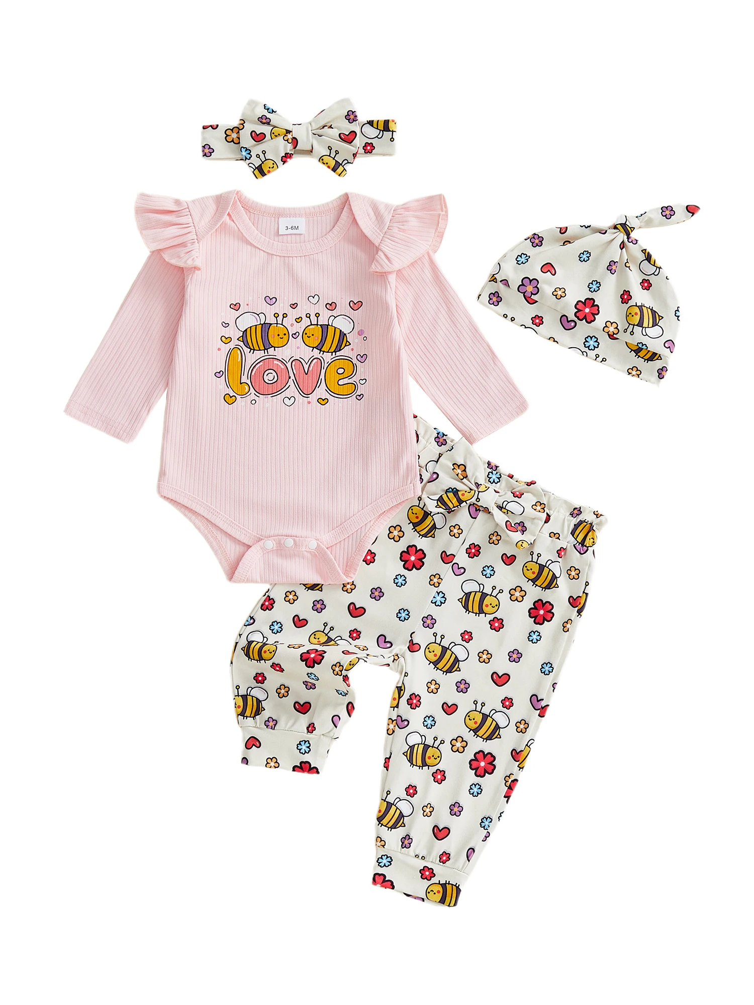 3Pcs Toddler Boys Clothing Set Long Sleeve Crew Neck Dinosaur Print Romper Elastic Waist Pants Hat Outfits for Baby Girls