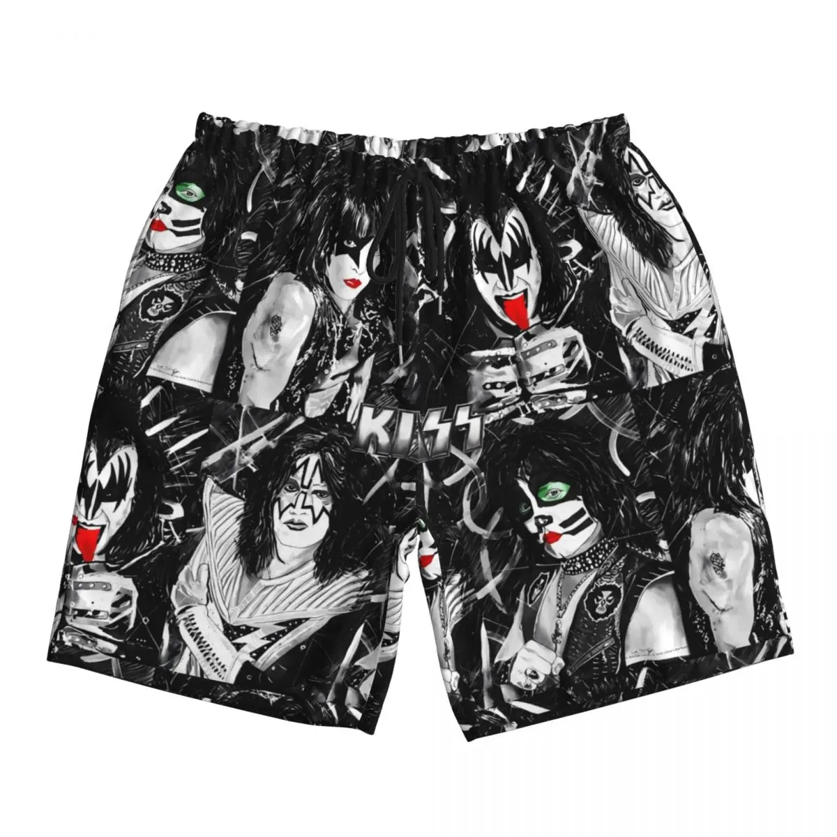 Bathing Suit Kiss Band Board Shorts Summer Rock Band Hawaii Board Short Pants Males Pattern Sportswear Fast Dry Swim Trunks 4