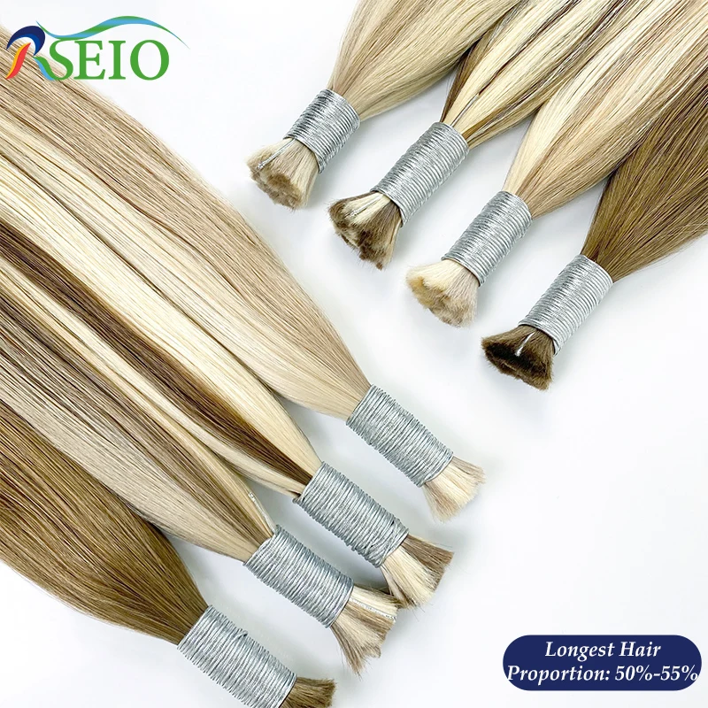 RSEIO Virgin Bulk Hair Extensions Natural Real Human Hair 16-24inch Black Brown Blonde 613 Color for salon Straight