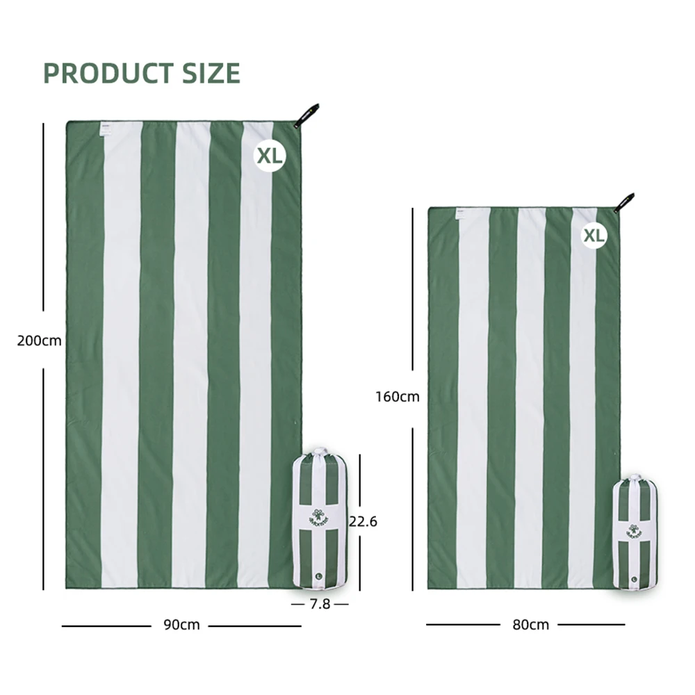 Striped microfiber beach towel with bright colors, super absorbent and soft, fast dry and ultra light, for camping 3