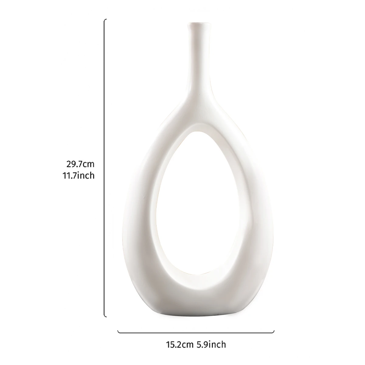 1PC, white O-shaped resin vase in various sizes, simple solid-color irregular-shaped decorative handicraft