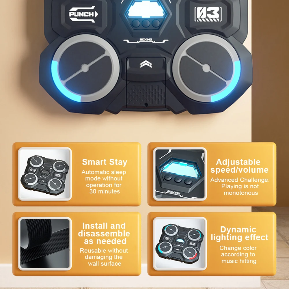 Wall Mounted Music Boxing Machine with Light & Gloves Smart Wall Target Sports Fitness Boxing Trainer Punching Home Exercise Sc852f326e62d4b7497b0023c5d100b12t