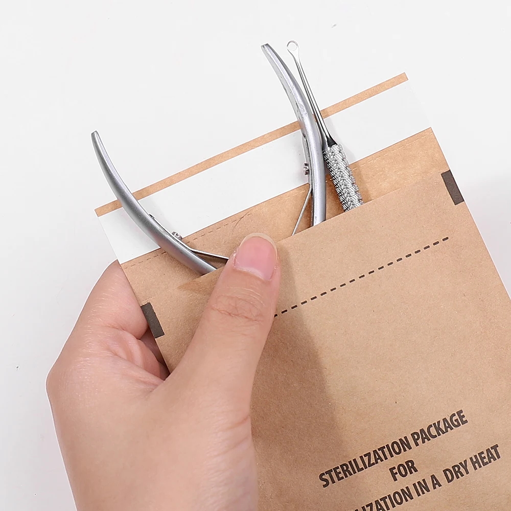 20/100Pcs Nail Sterilizer Manicure Bag Kraft Bags Dry Heat Disposable Sterilization Disinfection Machine Accessory Nailart Tools