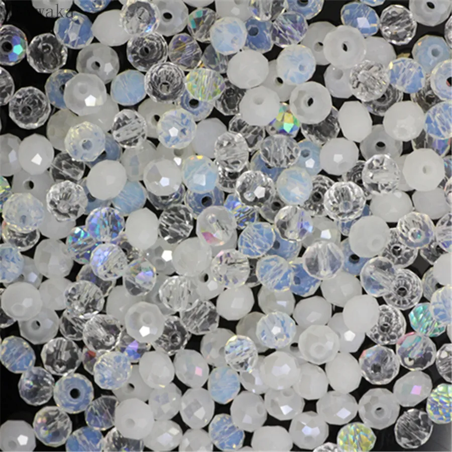 Isywaka Light Blue Faceted Crystal Glass Beads, 50pcs 4x6mm Rondelle Spacer Beads
