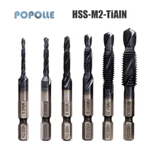 

M3-M10 HSS Titanium-plated Tap Bits Hexagon Shank Metric Quick-change Spiral Tap Bits Suitable for Power Tools 6.35 1/4" IN