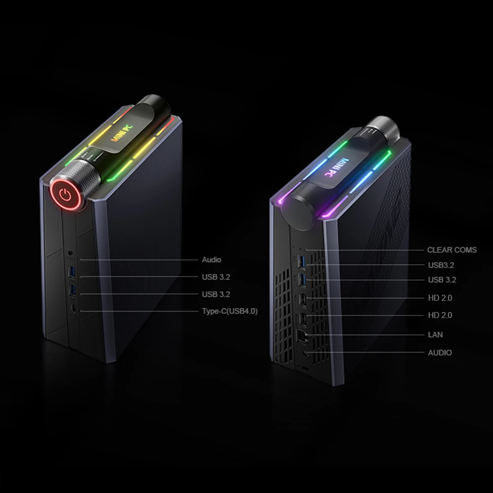 Chatreey AM08 미니 PC AMD Ryzen 7 7735HS 680M 8 코어 게이밍 데스크탑 다채로운 조명 컴퓨터 NVME SSD Wifi6 BT 5.0