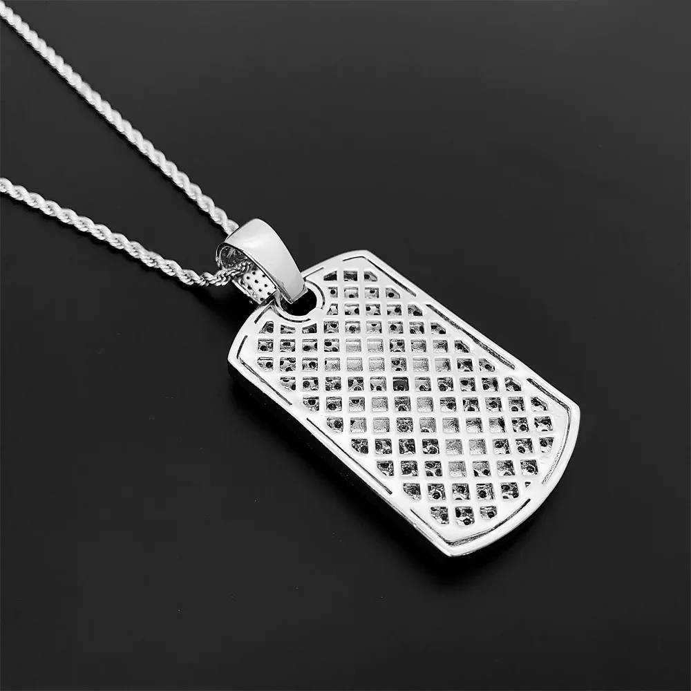 Hiphip gefroren bling Zirkon Kreuz Hunde marke Anhänger Halskette mit Seil Edelstahl kette feiner Schmuck weiß vergoldet Party – Detail 4