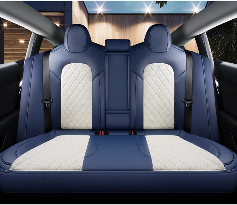For Tesla Model 3 Y Custom Fit Car Seat Cover Accessories For Tesla 360 Degree Full Covered Perforated Artificial Leather