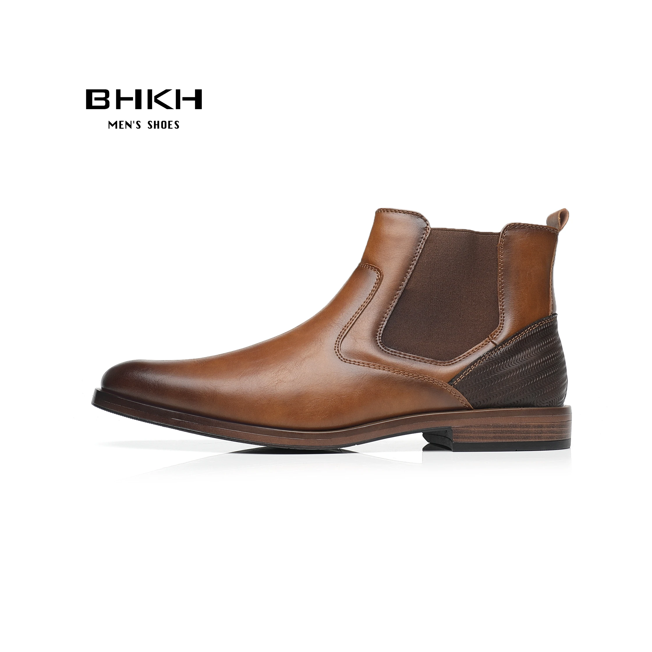 Chelsea Boots Men Soft Leather Elastic Strap Ankle Smart Formal Business Dress shoes Winter