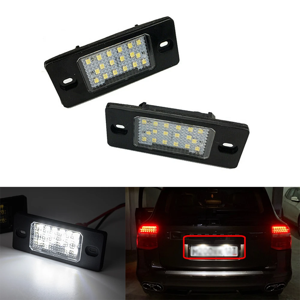 2pcs/set Led White Number License Plate Lights For Porsche Cayenne 955