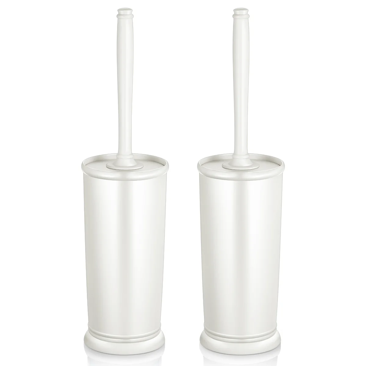 

HOMEMAXS 2 Pack Brush With Holder Good Grip Plastic Bowl Brush Set for Hotel Office Bathroom (White)