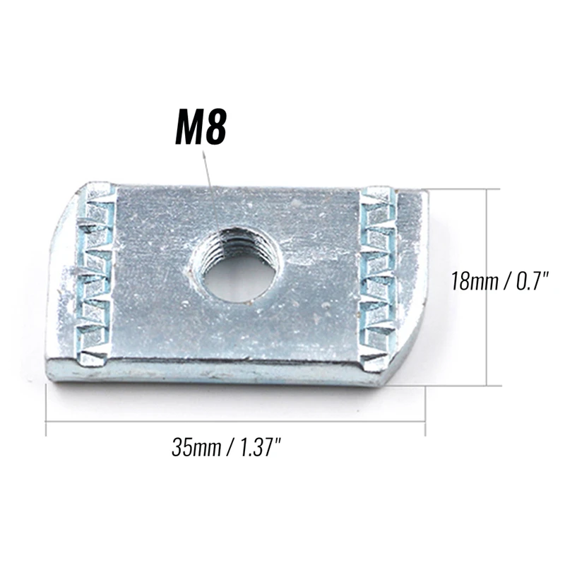 10pcs M8 Slot Nuts Channel Nut Suits T Nut Hammer Head Sliding Carbon Carbon Steel Galvanized T Slot For Platform Roof Rack