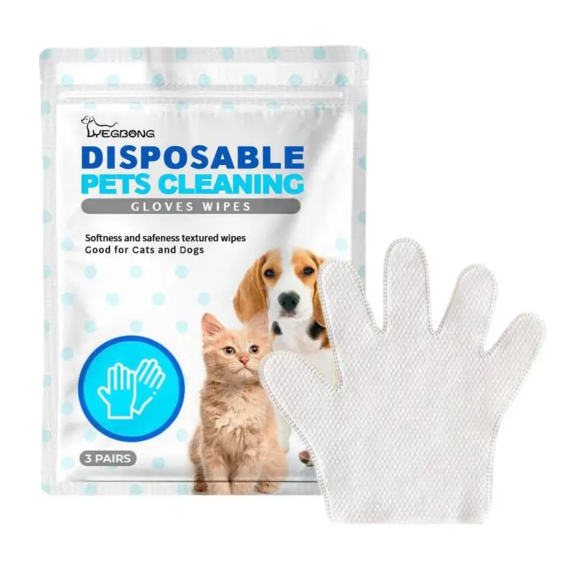 

Dog Cleaning Gloves Wipes Portable Washing Free Dog Wipes Gloves Convenient Pet Body Wash Free Gloves Multi-use No Rinse Extra