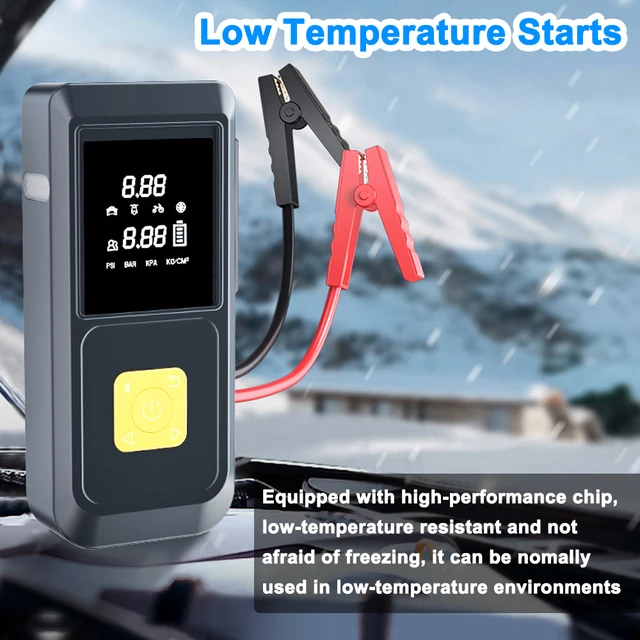 Jump Starter with Air Compressor Automobile Battery Booster Power Pack with LED Light Power Bank Function Digital Tire Inflator 2