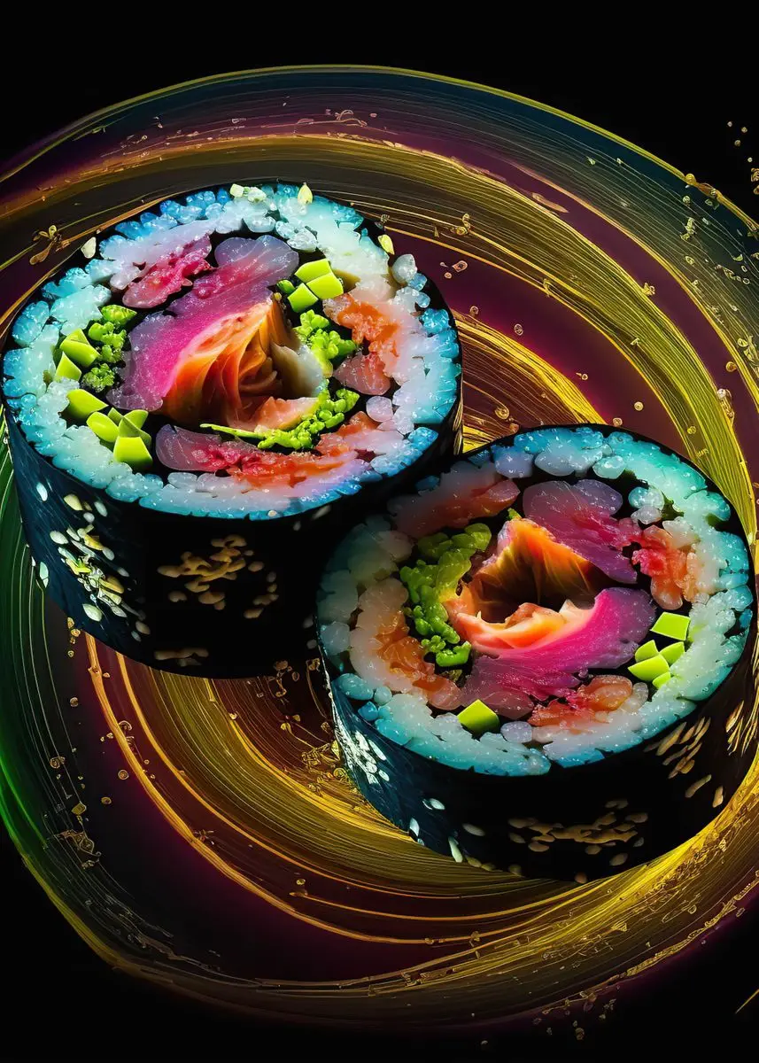 Japanese Salmon Sushi Canvas Wall Art - Cute Aesthetic Poster for Kitchen and Home Decor