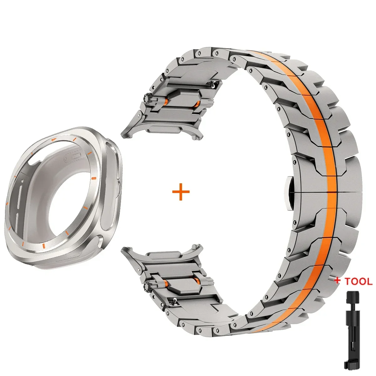Luxury Stainless Steel Strap and Aluminum Alloy Case for Watch Ultra, Men's Metal Protective Watchband