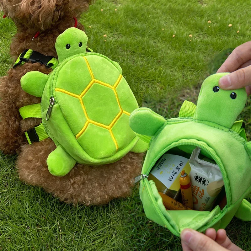 Cartoon Turtle Pet Backpack Outdoor Portable Carrier Small Medium Dog Leash Storage Bag Animal Shaped Travel Pack Pet Supplies