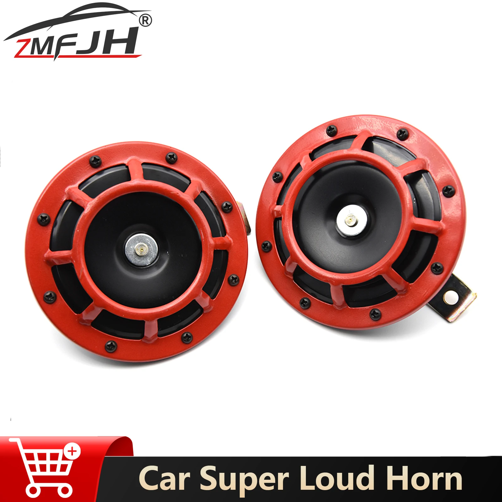 2PCS Car Super Loud Universal Car Horn Motorcycle Electricity Horn Air 12V 115DB Speaker Loud Red/Black Hella