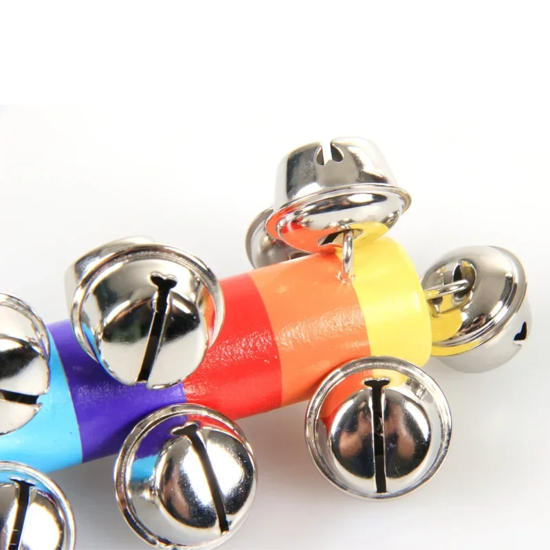 Colorful Rainbow Hand Held Bell Stick Wooden Discussion Musical Toy for Adult KTV Party Kids Game Gift 5