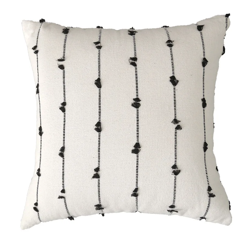 Simple Striped Embroidery Throw Cushion Cover 45X45 Cotton Linen Headboard Pillowcases cover Decoration Home and Sofa