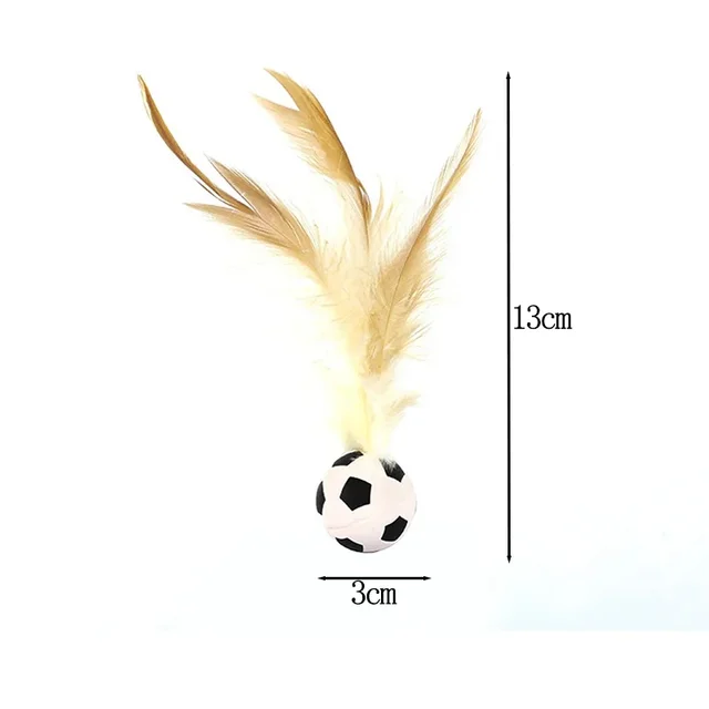 Interactive cat ball toy with feather elastic color bouncy ball indoor kitten adult cat hunting chasing sports game pet toy 4