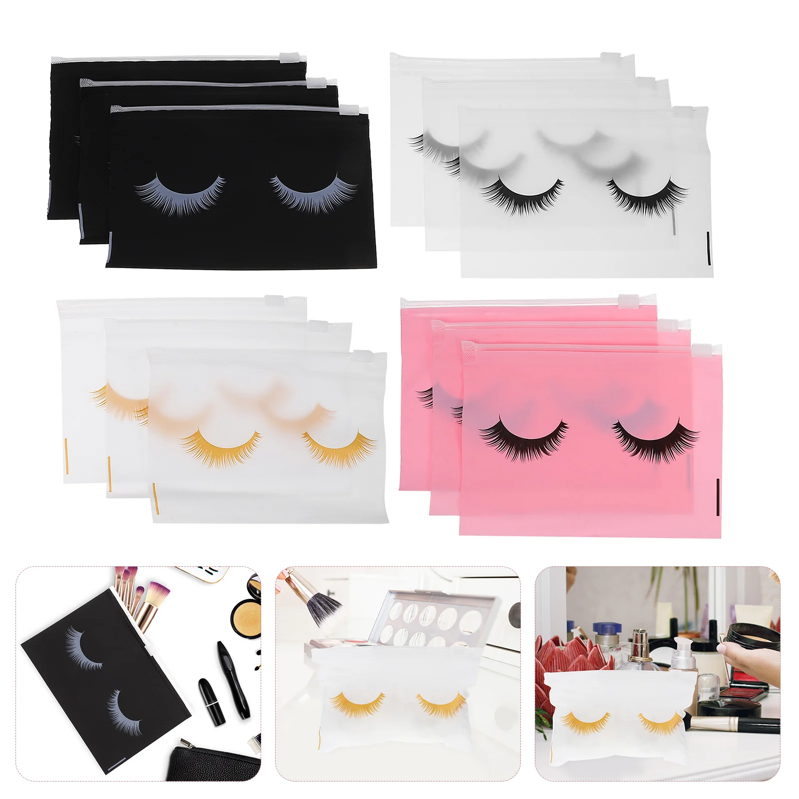 

80 Pcs Eyelash Zipper Bag Storage Pink Makeup Travel Toiletries Bags with Case