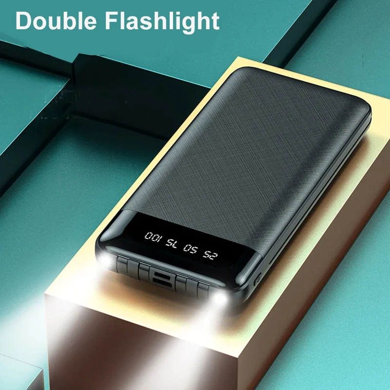 Power Bank Portatile Da 10000Mah Con Cavo Usb Type-C Torcia A Doppia Uscita Usb Per Iphone 12 11 Pro Max Samsung Xiaomi Power