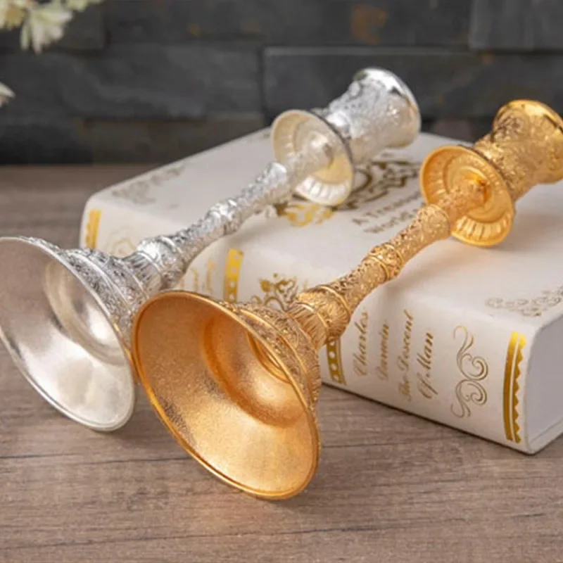 Candle Holders 2pc European Style Metal Candlestick Candles Holders Gold Silver Wedding Ramadan Eid Religion Decorations Home