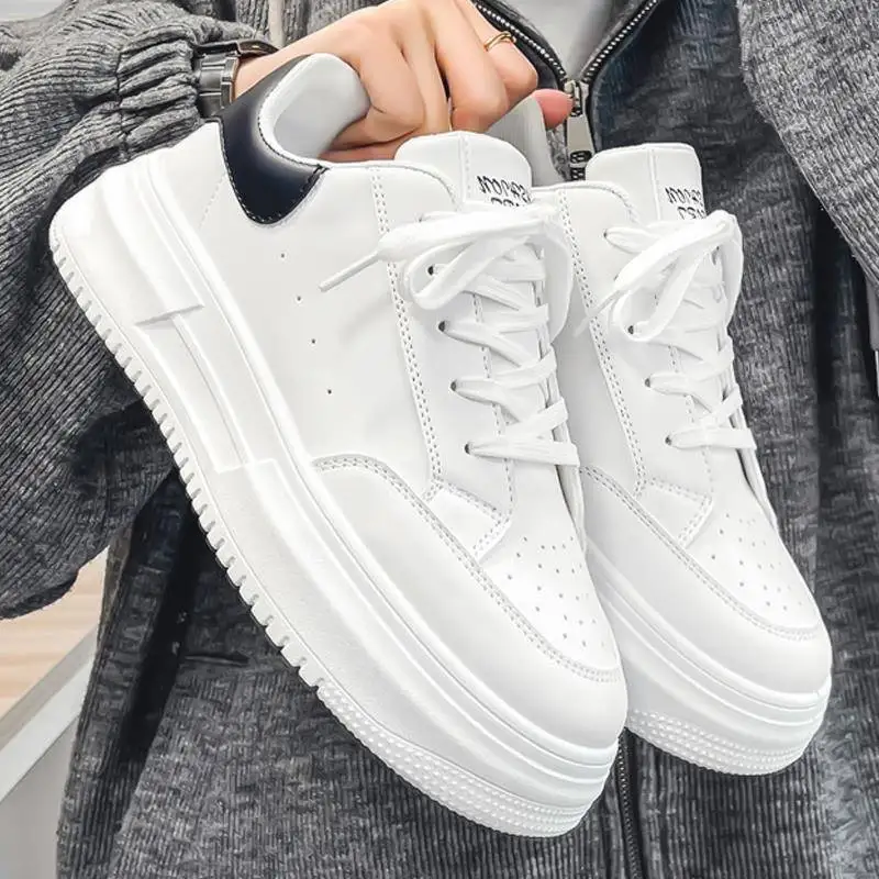

Men's Sneakers Fashion Casual Platform Shoes for Men 2024 Breathable Lace Up Vulcanize Small White Shoes Male Zapatillas Hombre