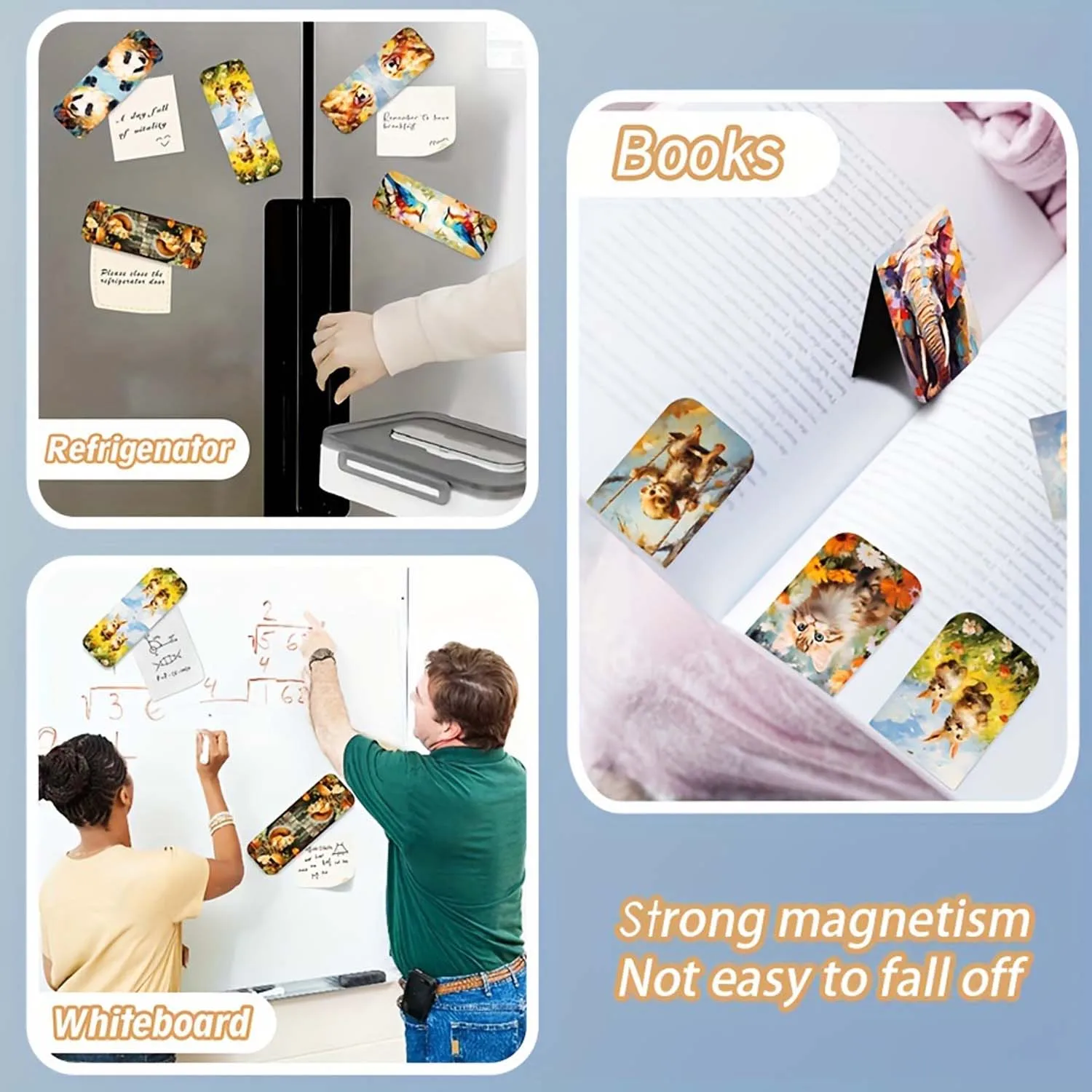 12pcs Bookmark Magnets Oil Painting Cute Decorative Personalized Magnet Students