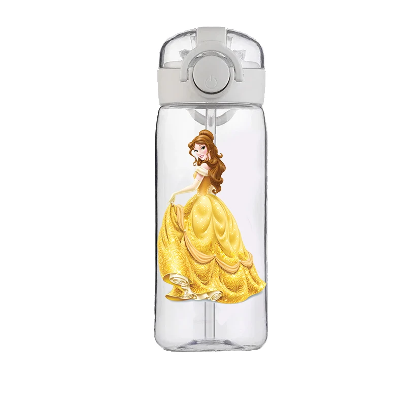Disney Anime Beauty and the Beast Straw Cup Child Water Cup Food Grade Belle Prince Adams Cartoon Plastic Kettle Anti-drop Cup 2