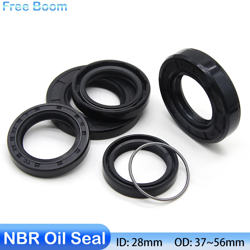 

2/5/10Pcs ID 28mm OD 37~56mm Black NBR Framework Oil Seal TC Nitrile Rubber Cover Double Lip Gasket With Spring Accessories Tool