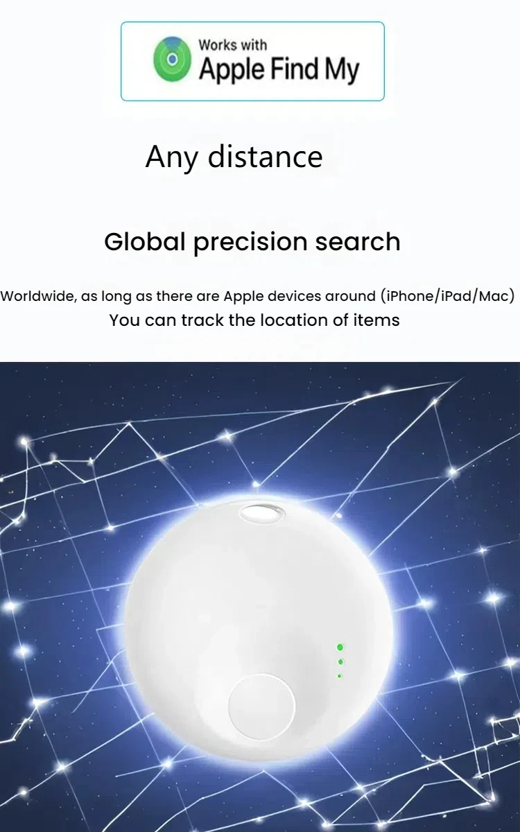 Wireless Bluetooth Smart GPS Tracker for Apple iOS Work with Find My App Key Wallet Anti Lose Reminder Elders Child Pet Locator