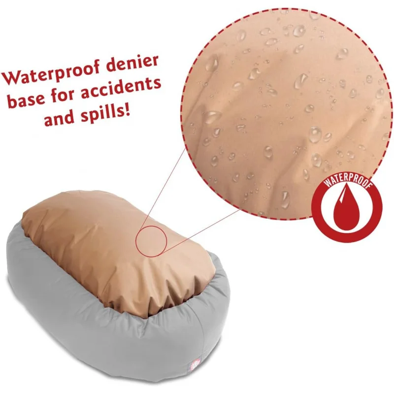 52 Inch Micro Velvet Calming Dog Bed Washable &ndash; Cozy Soft Round Dog Bed with Spine for Support-Fluffy Donut