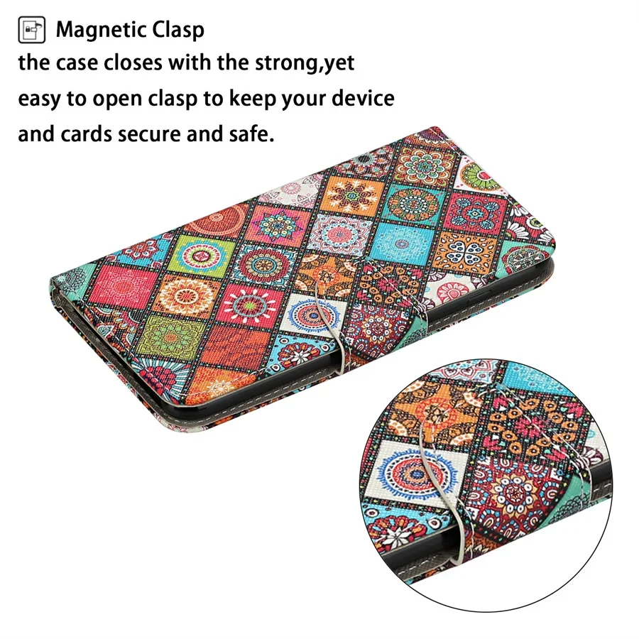 Ethnic Style Leather Flip Stand Wallet Case Cover