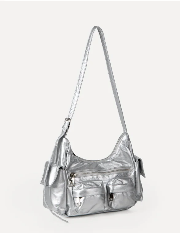 Hõbedane crossbody õlakott naistele stiilne ja mitmekülgne_voghion.com